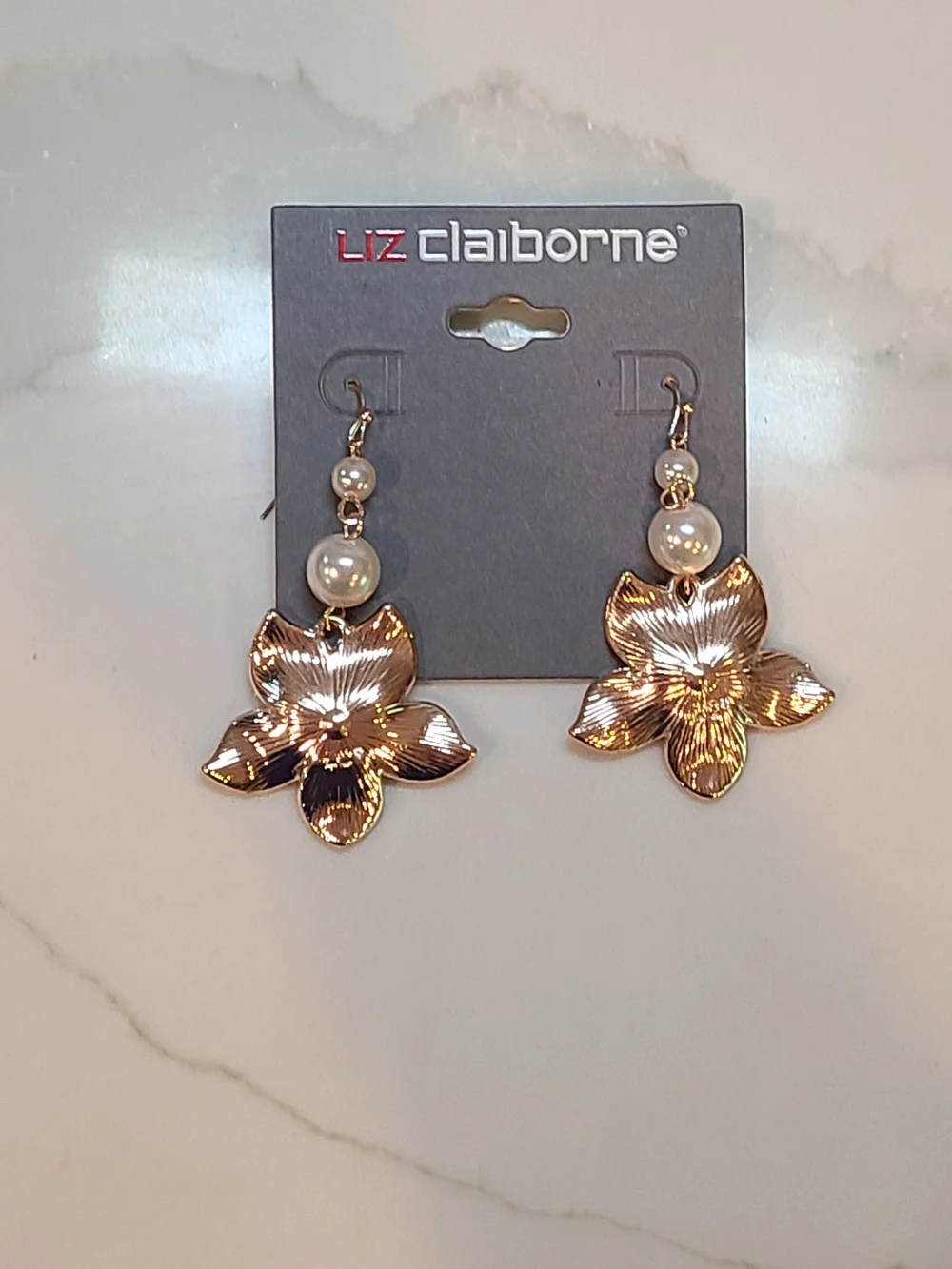 NWT Liz Claiborne Pink Floral Statement Necklace & Earrings Set